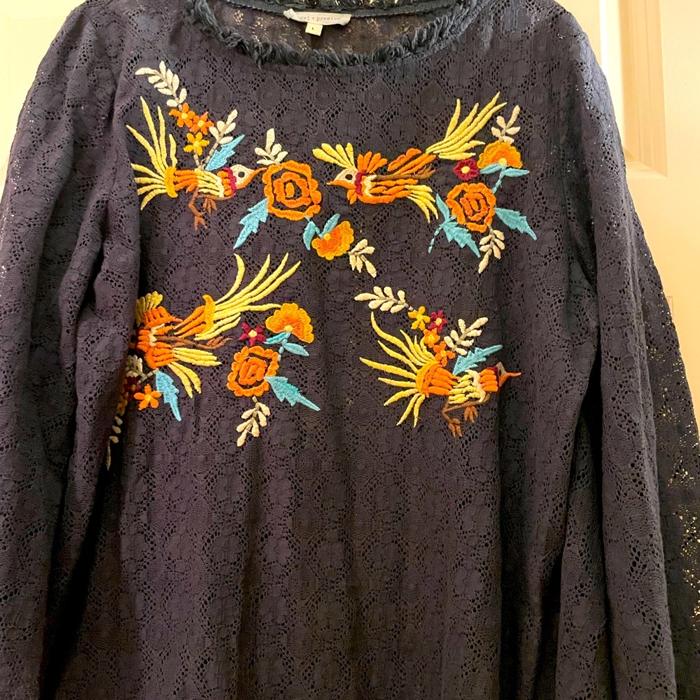 Embroidered Lace Top with Floral Design